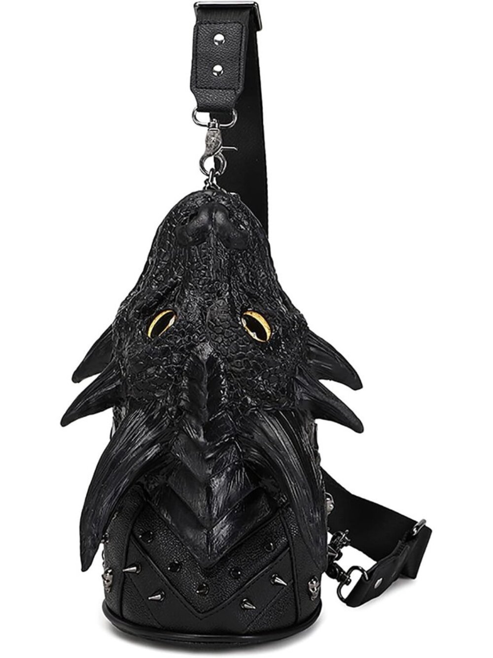 Unisex Black 3d Dragon Head Gothic Pvc Shoulder Purse Cosplay Crossbody Bag